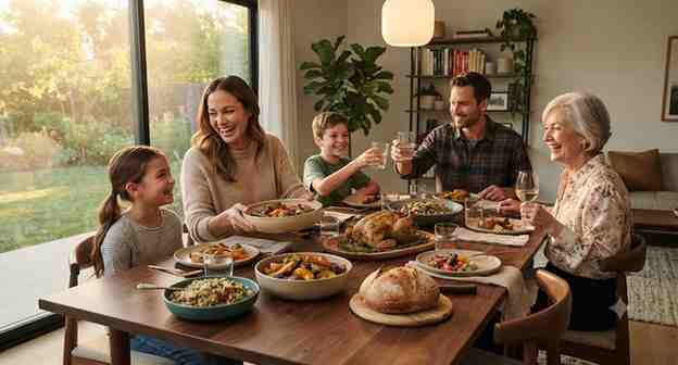 Enjoying a Homemade Dinner Together